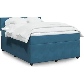 vidaXL Boxspringbett mit Matratze Blau 140x200 cm Samt