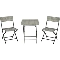 Outsunny Polyrattan 3 tlg. Bistroset Sitzgruppe Rattan Gartenmöbel Set Garnitur - Hellgrau