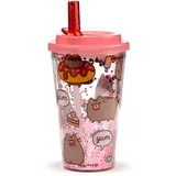 OEM Becher mit Strohhalm 0,5 l Rosa