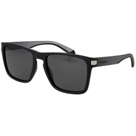 Polaroid PLD 2139/S Unisex-Sonnenbrille Vollrand Quadratisch Kunststoff-Gestell, schwarz