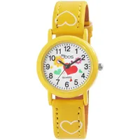 Kinder Armbanduhr Mädchen Uhr Girl Watch Analog Quarz Gelb Kunstlederband QBOS