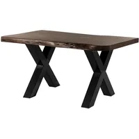 MASSIVMOEBEL24.DE Baumtisch Akazie 140x90x77 braun lackiert / X-Beine anthrazit