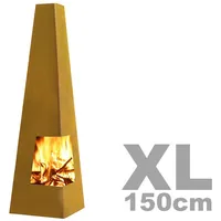 Terrassenofen Garten Kamin Feuer Stelle Säule Tonne Chacana XL Corten Stahl Ros