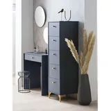 Lomadox Schlafzimmer-Set ALBENGA-80, (Spar-Set, 3-tlg), in blau mit goldenen Griffen und Füßen blau