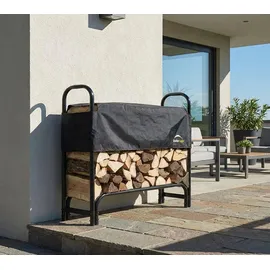 ShelterLogic Kaminholzregal Stahl 126 x 25 x 118 cm inkl. Abdeckung Schwarz