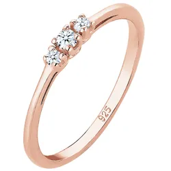 Elli DIAMONDS Verlobungsring Diamant (0.06 ct.) Zart 925 Silber Ringe   Damen 