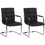 CLP Esszimmerstuhl Stühle Gandia Echtleder (2er Set, 2 St), mit Armlehnen und Gestell aus Metall schwarz