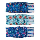CuteBone Männlich Waschbare Hundewindeln Bauchbänder,3 Stück Wiederverwendbare Hund Bauchband für Rüden Hochsaugfähige Hundewickel mit Flexiblem Klettverschluss DM18XL-DE