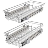 vidaXL Einbauschublade Korbauszug 2 Stk. Silbern 300 mm