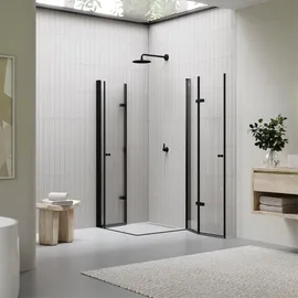 i-flair EMMA Eckdusche mit Falttür 80 x 85 cm schwarz Sicherheitsglas DK99