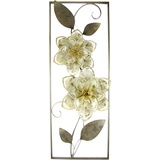 I.GE.A. Bild »Metallbild Blumen Blätter Blume Wanddeko Wandskulptur Bild 3D Blüten«, (1 St.), beige