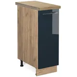 Vicco Apothekerschrank Fame-Line Eiche Dunkelblau Hochglanz 30 cm mit Arbeitsplatte Eiche