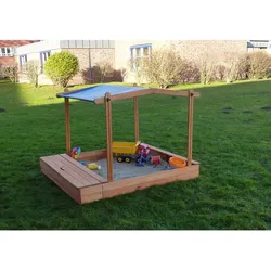 Promadino Sandkasten "MULTI"+Sitzbox+Sonnendach honigbraun