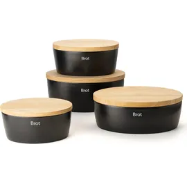Continenta Brottopf mit Holzdeckel oval 27 cm matt schwarz