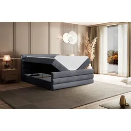 altdecor Boxspringbett mit Fußteil, H3 Matratze und Topper - 160x200 cm - CELESTIA-Z - Dunkelgrau Samt - Polsterbett mit Bettkasten und Lattenrost... - Dunkelgrau