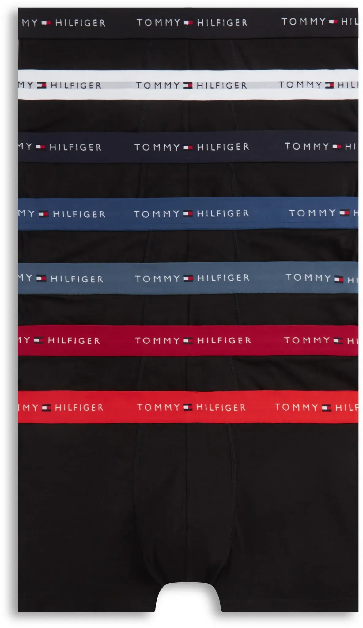 Trunk, Herren, Gr. XL (54), 7 Stk., bk, md rd, ag se, ds sk, bl j, f r, w, Webqualität, Obermaterial: 95% Baumwolle, 5% Elasthan, TOMMY HILFIGER UNDERWEAR, unifarben, körpernah, Unterhosen, Körpernahe Passform mit elastischem Bund