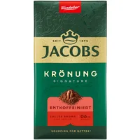 Jacobs Filterkaffee Krönung Entkoffeiniert, mittlere Röstung, Kaffee gemahlen & entkoffeiniert, geröstet in Deutschland, ideal für Filterkaffeemaschine & French Press, Intensität 6/10, 500 g