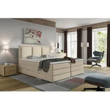 MID.YOU Boxspringbett, - beige - H3/H4 - Bettkasten, - inklusive Topper - 140x200 cm,