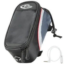 Tectake Satteltasche mit Rahmen-Befestigung grau/rot/schwarz