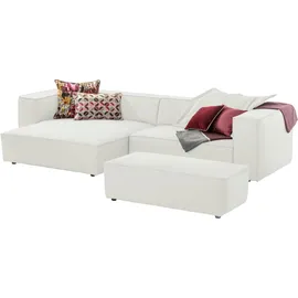 W.Schillig Ecksofa »around-the-block, modern und elegant, bequem, L-Form« mit eleganter Biese, mit Federkern weiß