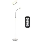 Tomons Stehlampe LP03003, LED, silber, 182 cm, 2000 Lumen, 30 Watt, dimmbar, mit Leselampe
