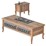 aea Schreibtisch Kommode Stauraum braun Klassisch Natürlich Arbeitszimmer-Set