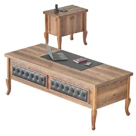 aea Schreibtisch Kommode Stauraum braun Klassisch Natürlich Arbeitszimmer-Set