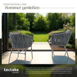 Tectake tectake® Stuhlset, Geflecht im Rope-Design, abnehmbare Polyesterbezüge, 60 x 61 x 77 cm