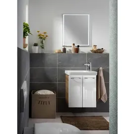 Fackelmann Waschbeckenunterschrank Milano 52 x 61 x 27,5 cm Braun/Weiß