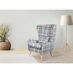 Sessel "Charles Ohrensessel", grau, B:78cm H:118cm T:94cm, 100% Polyester, GUIDO MARIA KRETSCHMER HOME & LIVING, Sessel, Ohrensessel, groß und gemütlich in modernem Design