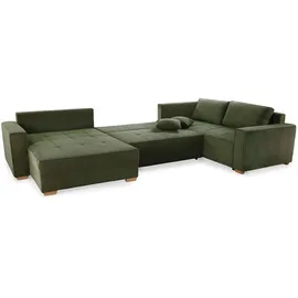 Jockenhöfer GRUPPE Brixen U-Form", 379x94 cm Cord Ottomane beidseitig grün/grün