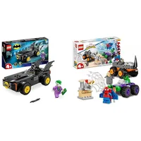 LEGO DC Verfolgungsjagd im Batmobile: Batman vs. Joker Spielzeugauto-Set & Marvel Spidey und Seine Super-Freunde Hulks und Rhinos Monster Truck-Duell