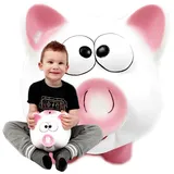 Sparschwein ohne Öffnung XXL groß Keramik Weiß – handbemalt handgemacht – Spardose/Sparbüchse/Geldbüchse Sparbox Sparbehälter – traditionelle Spardose zum Zerschlagen – für Kinder & Erwachsene