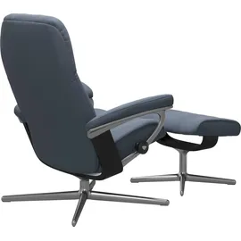 Stressless Relaxsessel STRESSLESS "Consul", blau (sparrow blau paloma), B:91cm H:102cm T:79cm, Leder PALOMA: PALOMA ist ein durchgefärbtes Semianilin-Möbelleder mit natürlicher Narbung., Sessel, Relaxsessel, mit Cross Base, Größe S, M & L, Holzakzent Schwarz