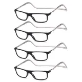 NEW VISION Lesebrille 4 pack, Magnet Lesebrille, Bequem Magnetverschluss Vorne, Leicht Lesebrillen NV2904, Lesehilfe für Damen Herren (4 Schwarz, 3.5, x)