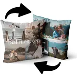 Personalisierte Fleece Kissen mit eigenem Foto & Text | Individuell Fotokissen mit Füllung | Doppelseitige Bedruckte Kissen Fotogeschenk (Doppelseitig - 8 Foto)