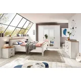 Schlafkontor Schlafzimmer-Set Schlafzimmer JASMIN mit 4-trg. Schrank und Doppelbett Pinie weiß Optik, (Komplett-Set, 5-tlg., Kleiderschrank, Doppelbett, 2x Nachtkommode, Sideboard) weiß