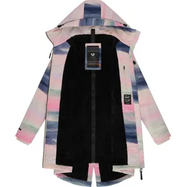 Ragwear Damen Wintermantel Warmer Parka mit Teddyfell wasserdicht und atmungsaktiv Holstic Print YOUMODO Ecru Gr. L - L