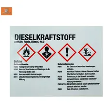 TRIZERATOP Warnschild Dieselkraftstoff 10 x 7,5 cm bunt