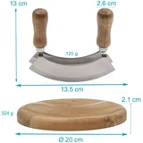 Intirilife Wiegemesser mit Schneidebrett Kräutermesser in Braun - Gr.: onesize