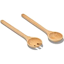 Oxo Good Grips Buchenholz-Salatschaufeln – 2-teiliges Set, Langlebige Holzutensilien für Einfaches Servieren, Küchenzubehör