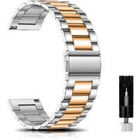 CeiBand Armband für 22MM 18MM 20MM Metall Uhrenarmbänder, Unisex Edelstahl Uhrband Geeignet für Herren und Damen - Silber/Roségold