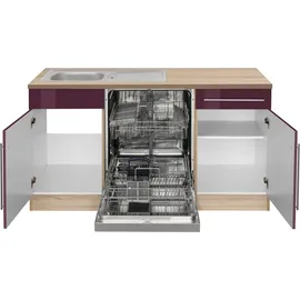 kochstation Winkelküche KS-Samos L-Form 220 cm lila