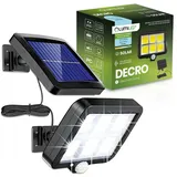 Lumiled Solarlampe für Außen mit Bewegungsmelder COB 6500K Kaltweiß Solar Wandleuchte Aussen IP65 wasserdicht Solarlicht Solarleuchte für Garte... - Schwarz