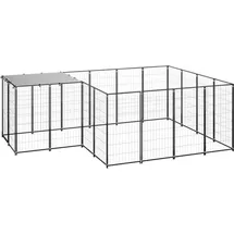 vidaXL Hundezwinger Schwarz 6,05 m2 Stahl - vidaXL