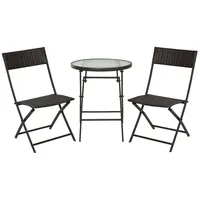 Outsunny Polyrattan Bistroset 3-tlg. braun klappbar 863-029