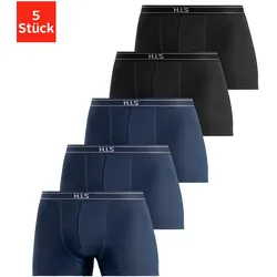 H.I.S Boxer »Boxershorts für Herren«, (Packung, 5 St.), mit Steifen und Logo im Bund, Gr. S, schwarz, navy, , 99745308-S