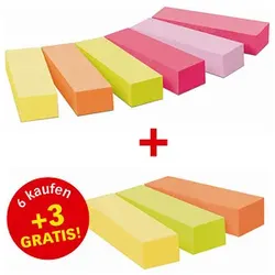 6 + 3 GRATIS: Post-it® Page Marker neon Haftmarker farbsortiert 6x 100 Streifen + GRATIS 3x 100 Streifen