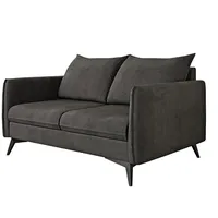 s-style möbel - Modernes Sofa 2-Sitzer mit Schwarz Metall Füßen aus Graphit Luxusmicrofaser,