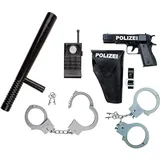 IDENA Polizei- Set, Schlagstock, Handschellen und Walkie-Talkie, 3-teilig